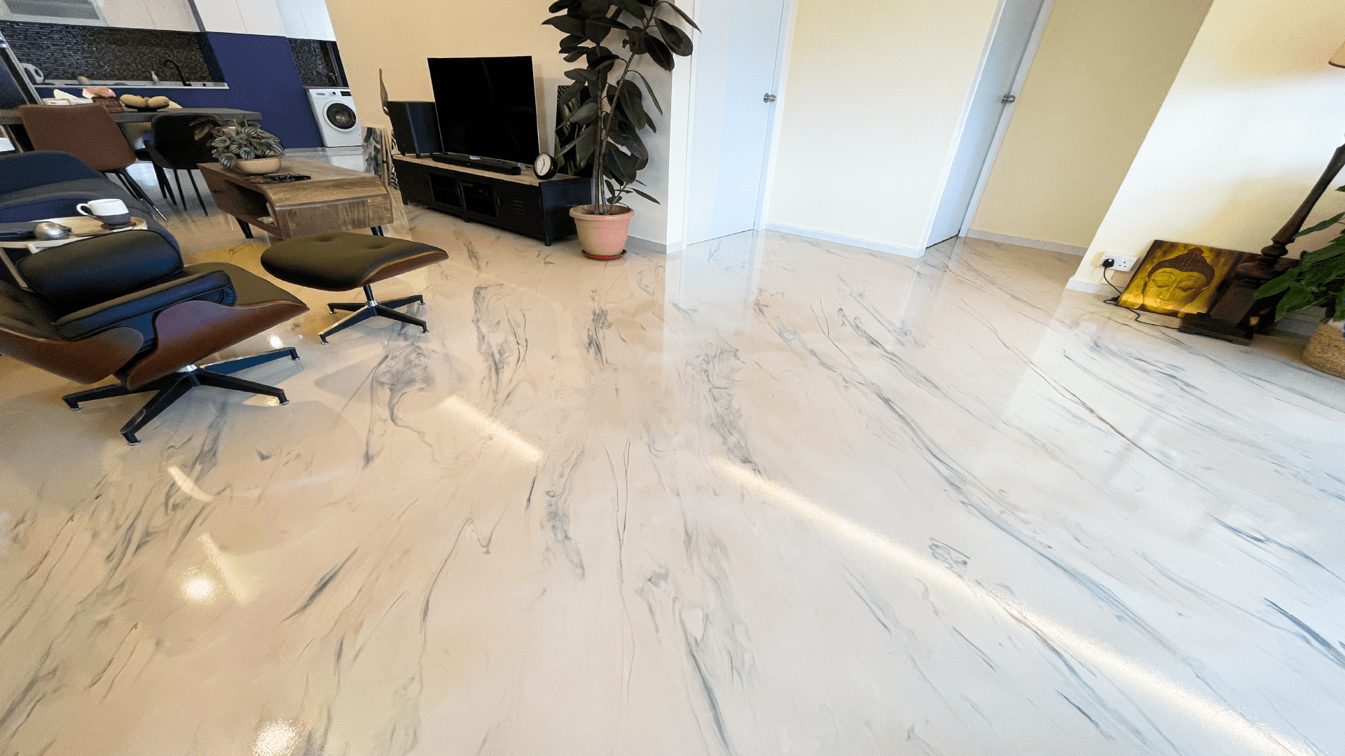 Residential epoxy flooring in a home