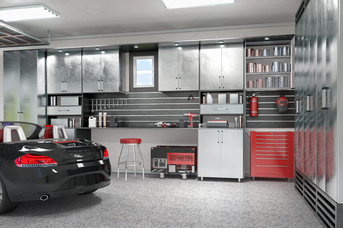 Modern garage interior. 3d illustration