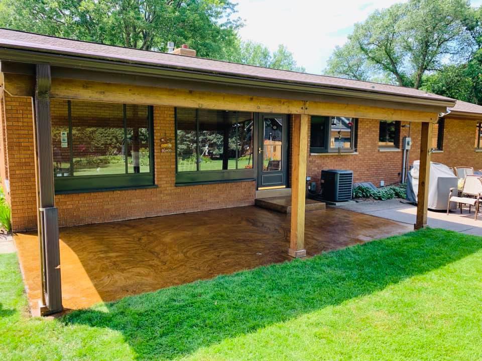 Finished epoxy covered patio floor by Apex