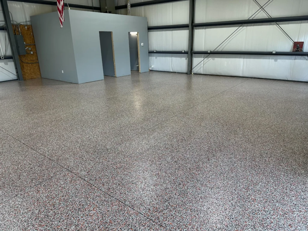 Garage flake epoxy floor installation