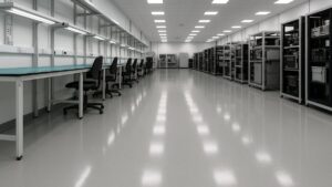 ESD static-control epoxy floor in an electronics manufacturing facility