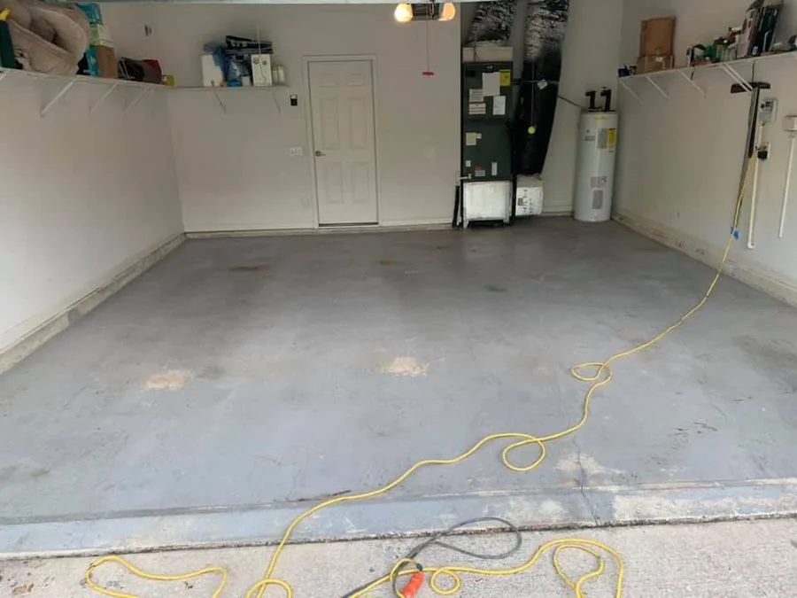 Bare concrete garage slab before Apex epoxy install in Atlanta, GA